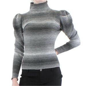 A62 Lea & Viola Womens Gray Wool Blend Comfy Shirt Turtleneck Sweater Top sz S